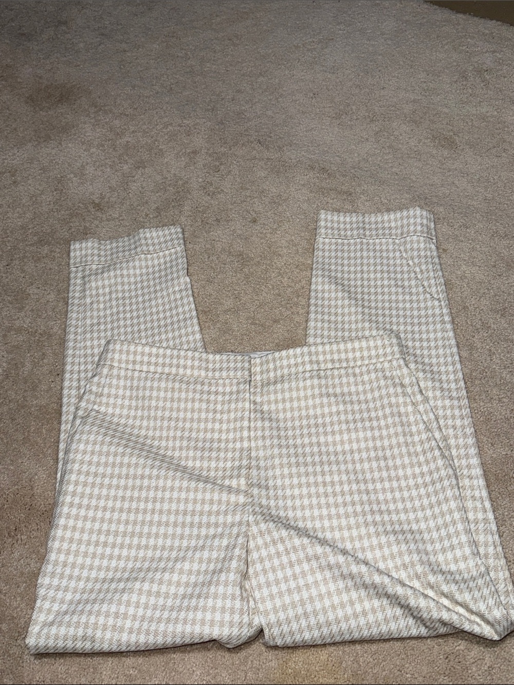 Ann Taylor Beige Houndstooth Chinos